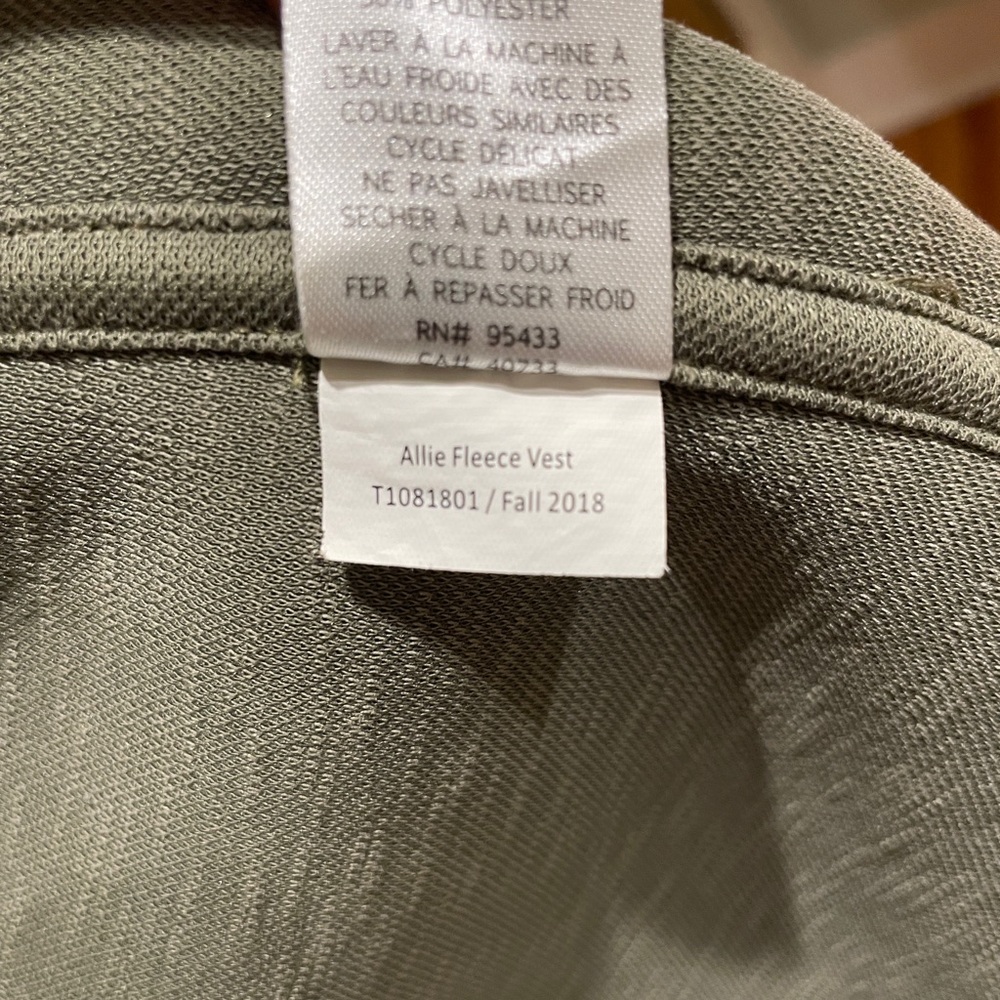 Toad&Co Allie Fleece Sherpa Vest in Olive Green XL - Picture 5 of 5